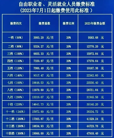 灵活就业人员社保缴费档次表哪个档次好
